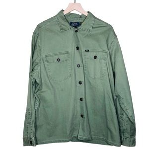 Polo Ralph Lauren Olive Green Cotton Utility Long Sleeve Shirt